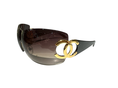 Chanel Brown/Gold Mask Sunglasses