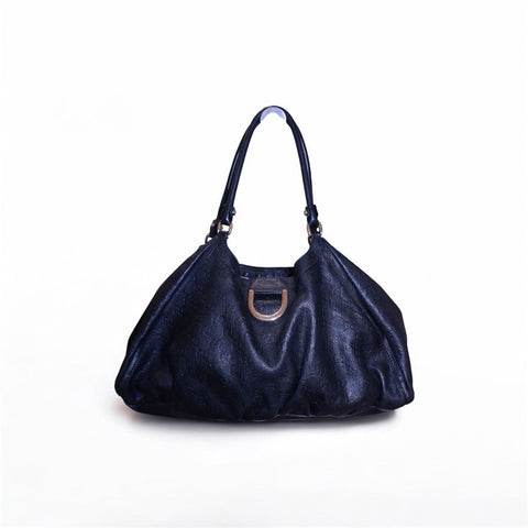 Gucci Abbey D-Ring GG Black Leather Bag