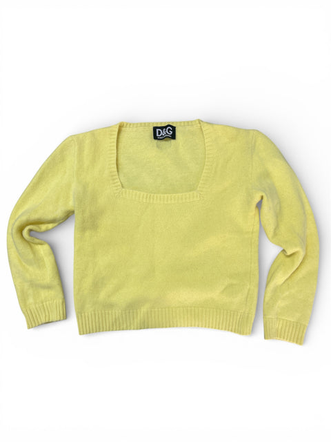 Dolce&Gabbana Yellow Cashmere Sweater