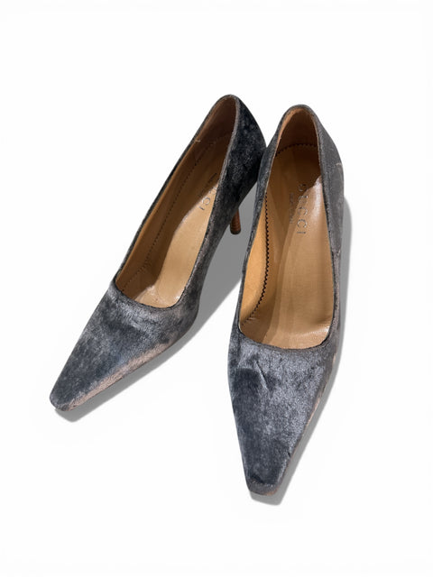 Gucci Grey Velvet Heels