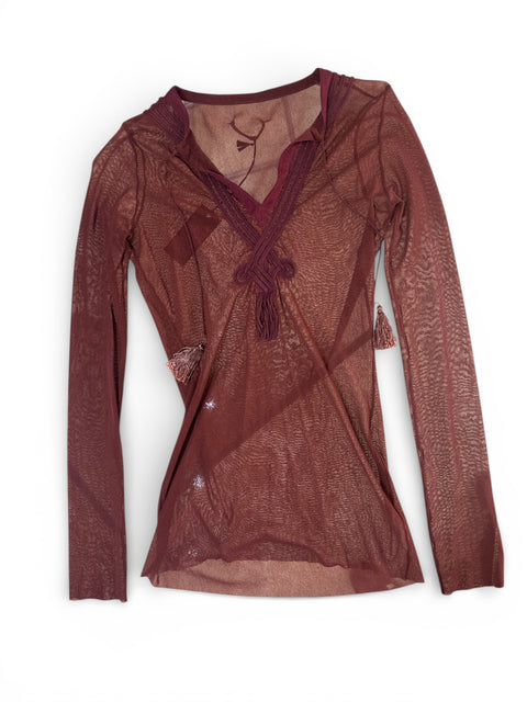 JPG Mesh Burgundy Top