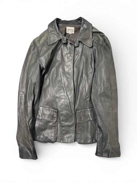 Armani Collezioni Leather Black Jacket
