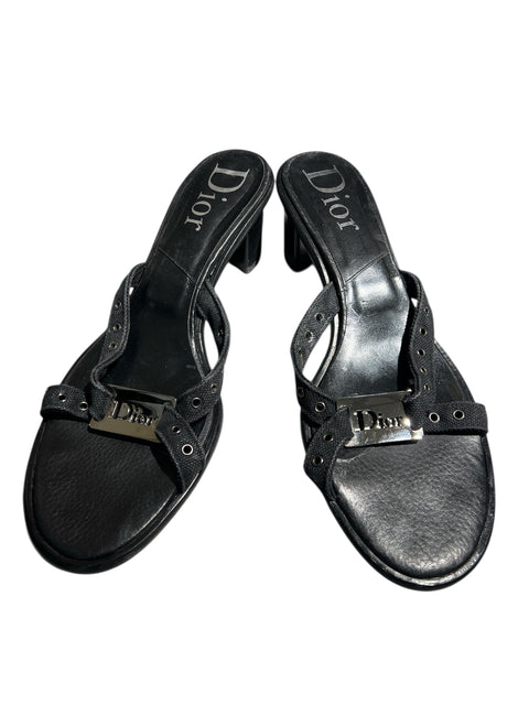 Dior Black Leather Mule T.42