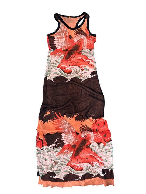 JPG Mesh Long Waves Print Dress