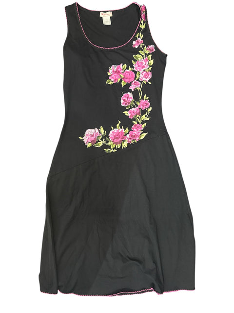 Blumarine Black Flowers Mid Dress