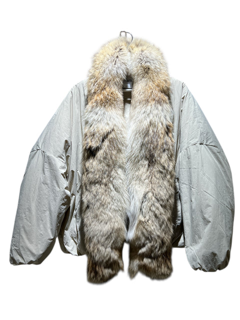 Max Mara Beige Bomber Fur Collar