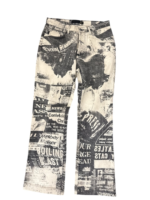 Just Cavalli Newspaper Print Jeans