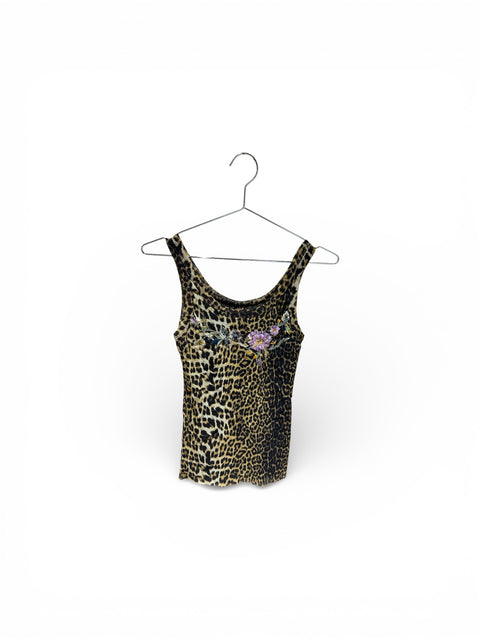 Jean Paul Gaultier Soleil Embroidered Leopard Mesh Top T.M