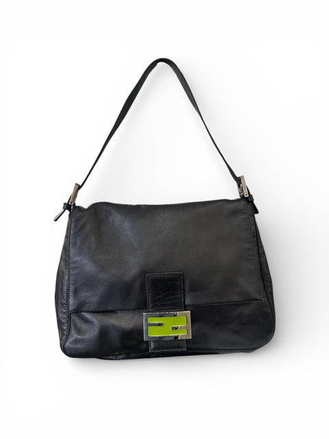 Fendi Mamma Baguette Black Leather Shoulder Bag