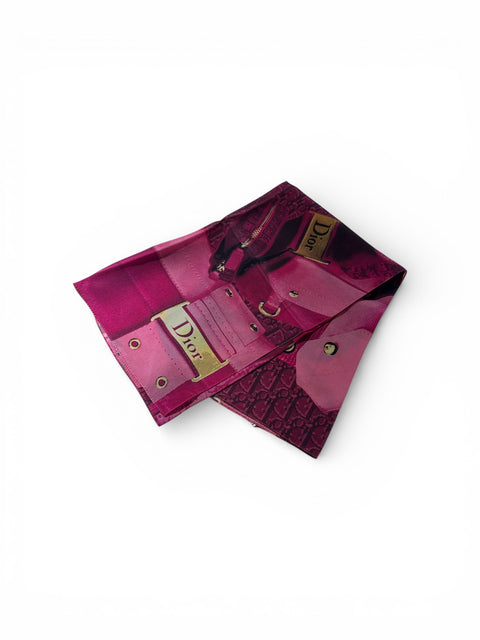 Dior Pink Silk Square Scarf With Bag Print