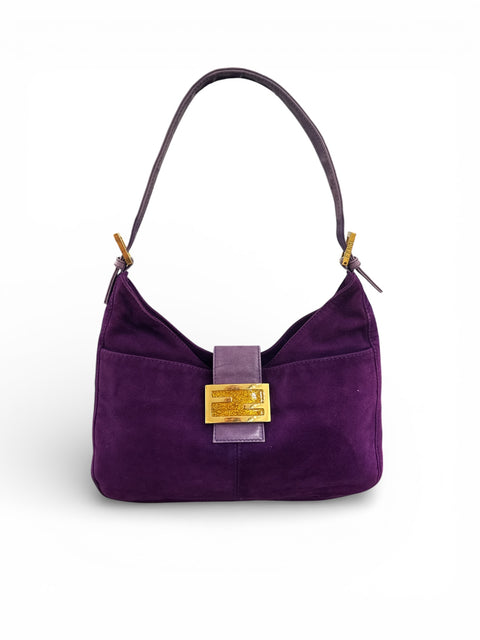 Fendi Purple Suede Shoulder Bag