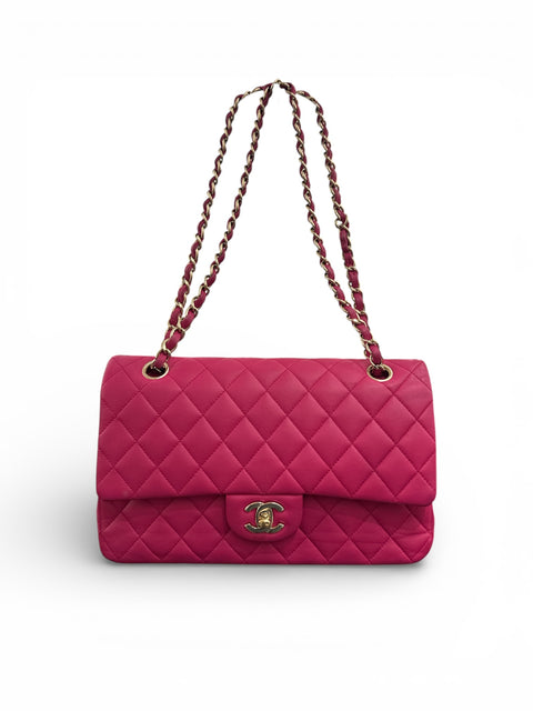 Chanel Classic Double Flap Matelasse Pink Leather Shoulder Bag