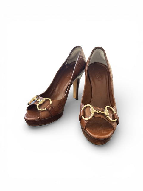 Gucci Brown Horsebit Heels