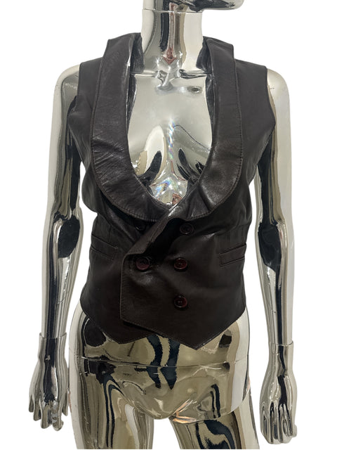 Leather Brown Fitted Vest