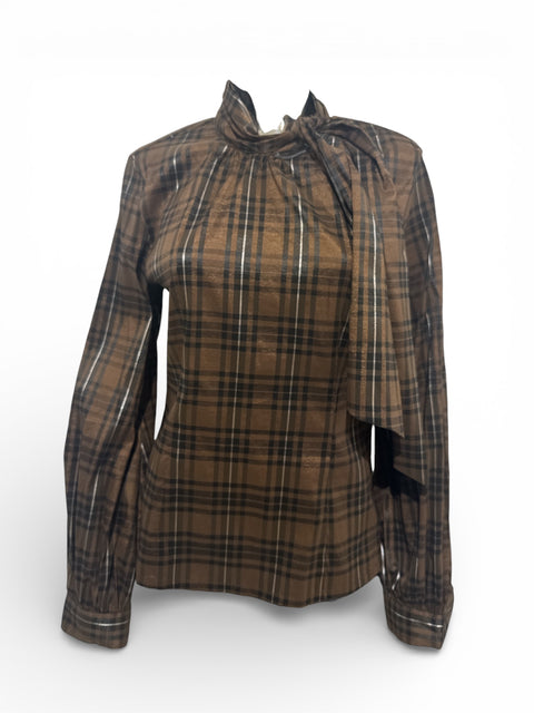 Tartan Print Hight Collar Shirt