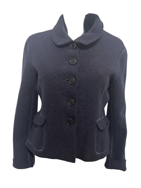 Wool Dark Blue Short Coat