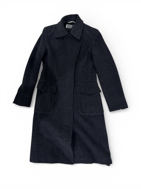 Intrend Black Straight Grey Wool Coat