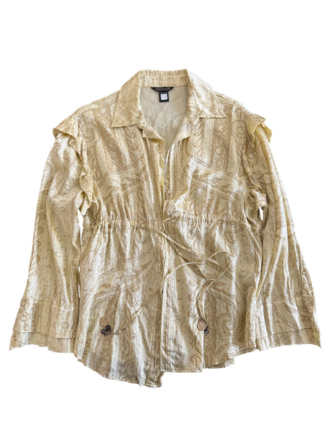 Roberto Cavalli Beige Boheme Print Jewelry Shirt