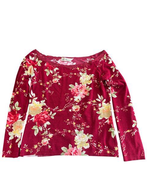 Blumarine Red Flowers Print Long Sleeve