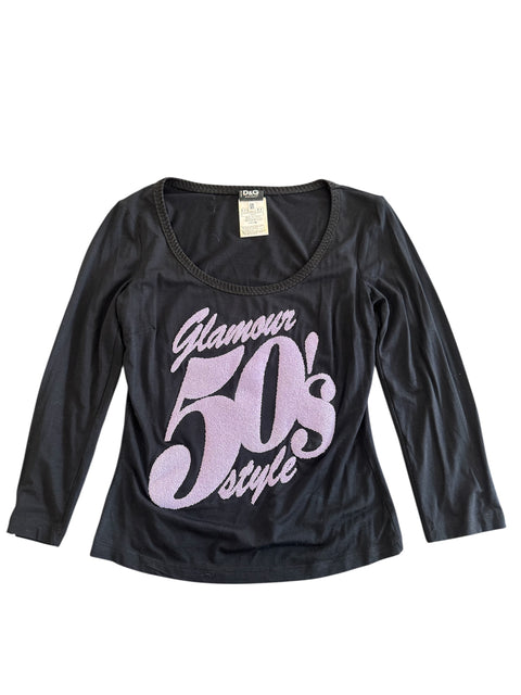 Dolce & Gabbana Black Purple Pearl Design Long Sleeve