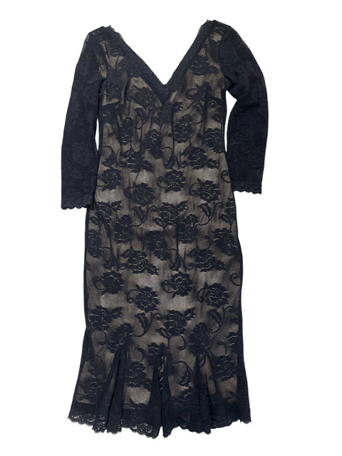 Dolce & Gabbana Black Lace V Collar Dress