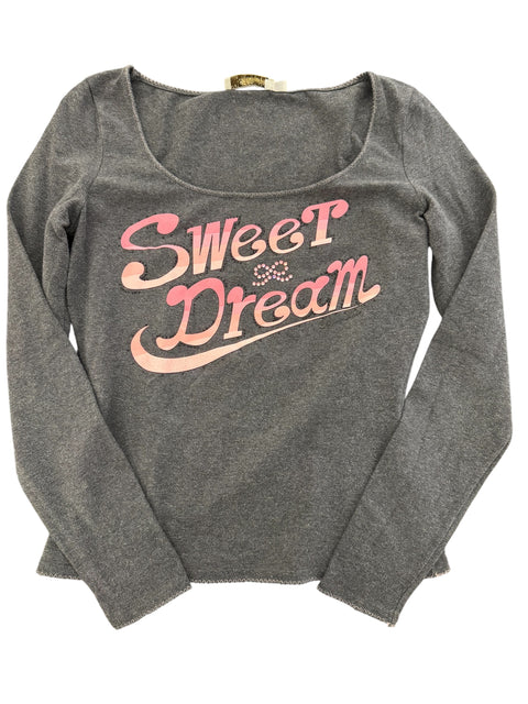 Blumarine Grey Pink Inscription Long Sleeve