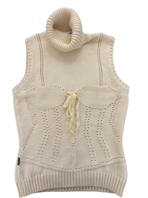 Moschino Ecru Knit Corset Effect Top