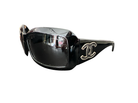 Chanel Black Big Logo Mask Sunglasses