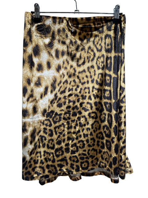 Roberto Cavalli Leo Print Velvet Skirt
