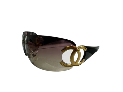 Chanel Burgundy Gold Mask Sunglasses