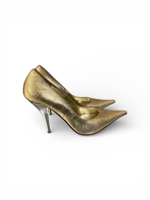 Gold Leather Heels T.38