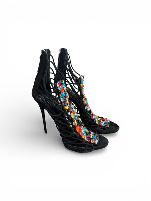 Giuseppe Zanotti Beaded Suede Sandals T.39