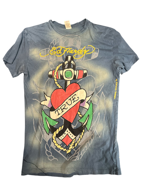 Ed Hardy Washed Blue True Print T-shirt