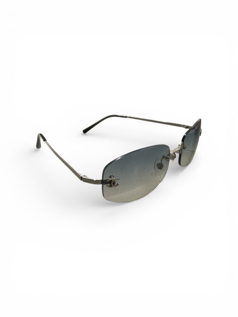 Chanel Blue Transparent Silver Sunglasses