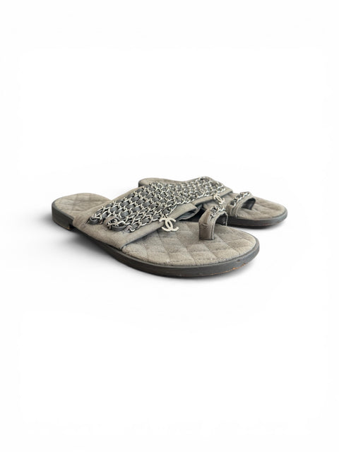 Chanel Grey Sandal T.36