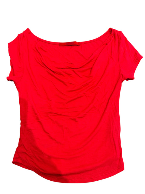 Mimi Red Drap Collar Top