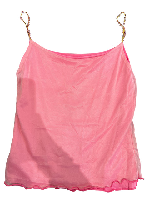 Vintage Pink Mesh Sequin Strap Top