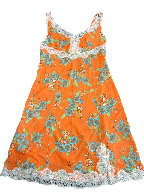 Vintage Orange White Lace Dress