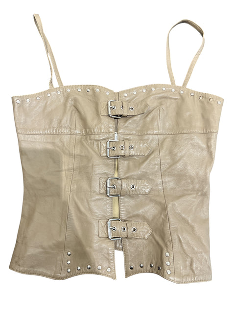 Vintage Camel Fake Leather Corset