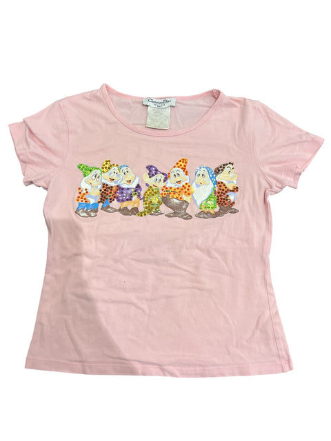 Christian Dior Pink "Blanche Neige" Print Baby T-Shirt