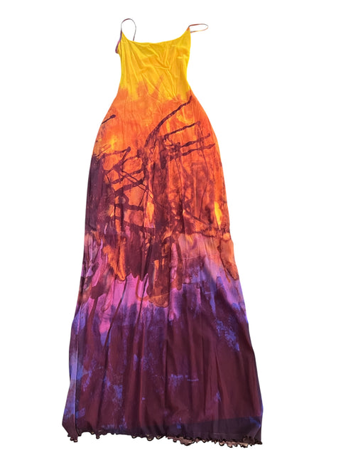 Plein Sud Jeans Mesh Purple Yellow Gradient Dress