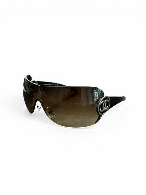 Chanel Brown CC Logo Mask Sunglasses