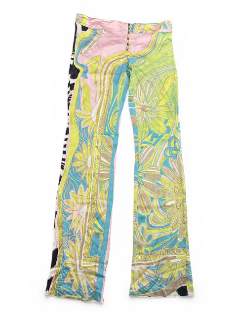 Roberto Cavalli Zebra Green Print Pant