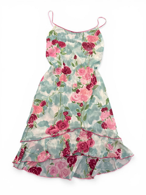 Blumarine Blue Flowers Mesh Dress