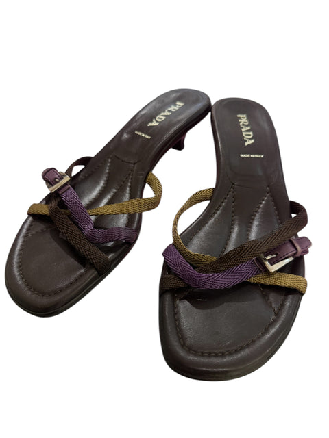 Prada Brown Leather Sandals T.39