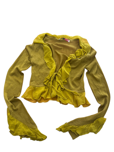 Ungaro Yellow Silk Ruffles Shirt
