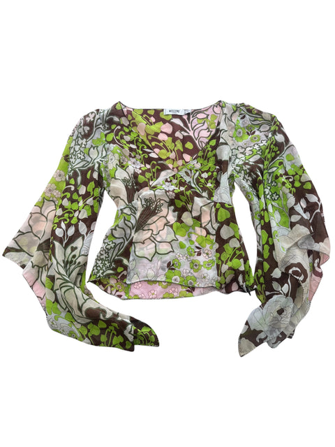 Moschino Mesh Green Flower Shirt