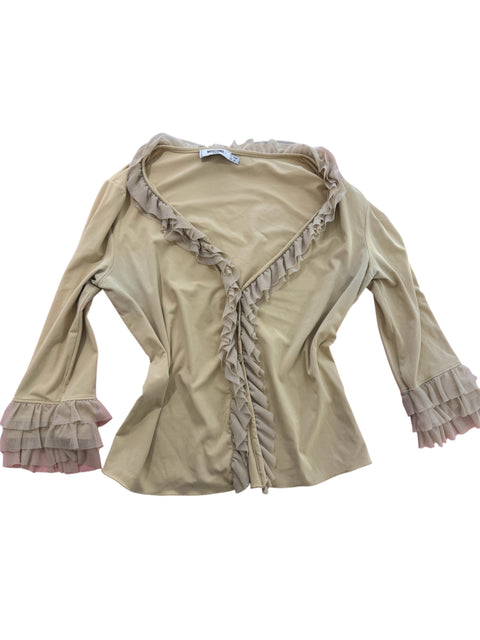 Moschino Beige Ruflles Mid Sleeves Top