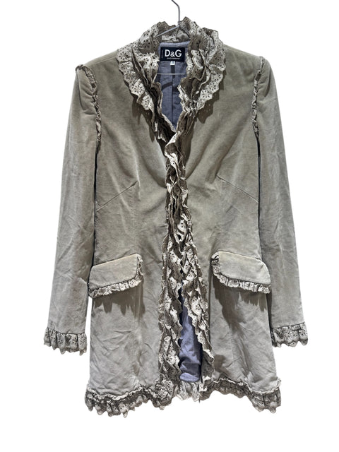 Dolce&Gabbana Mid-Length Beige Velvet Jacket