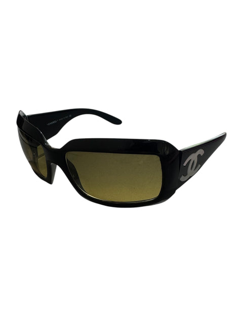 Chanel Black CC Yellow Sunglasses